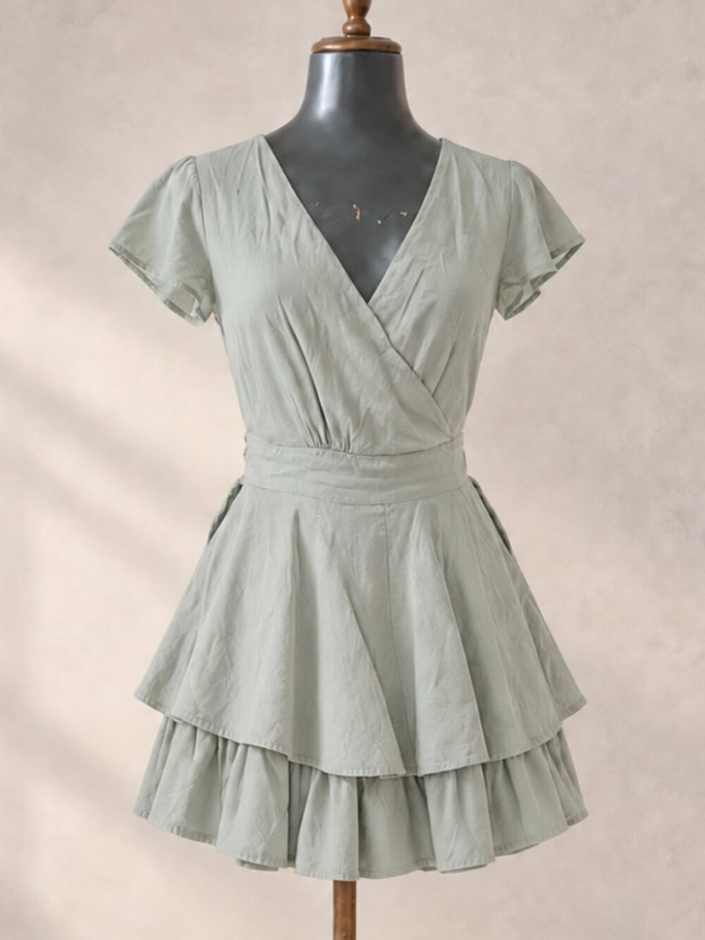 Altar'd State Sage Green Ruffle Mini Dress Size S